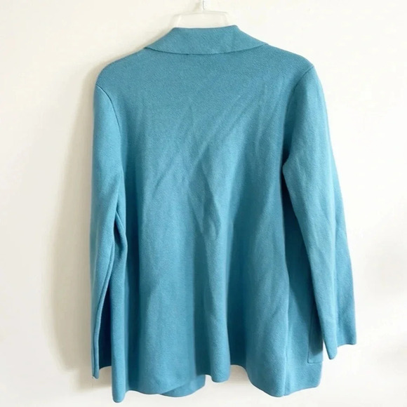 LOFT cotton Blue Open Knit Sweater Blazer cardigan size M - Picture 5 of 7